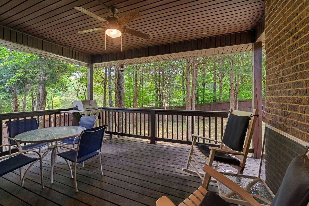 Great covered deck.  Could easily be screened in.