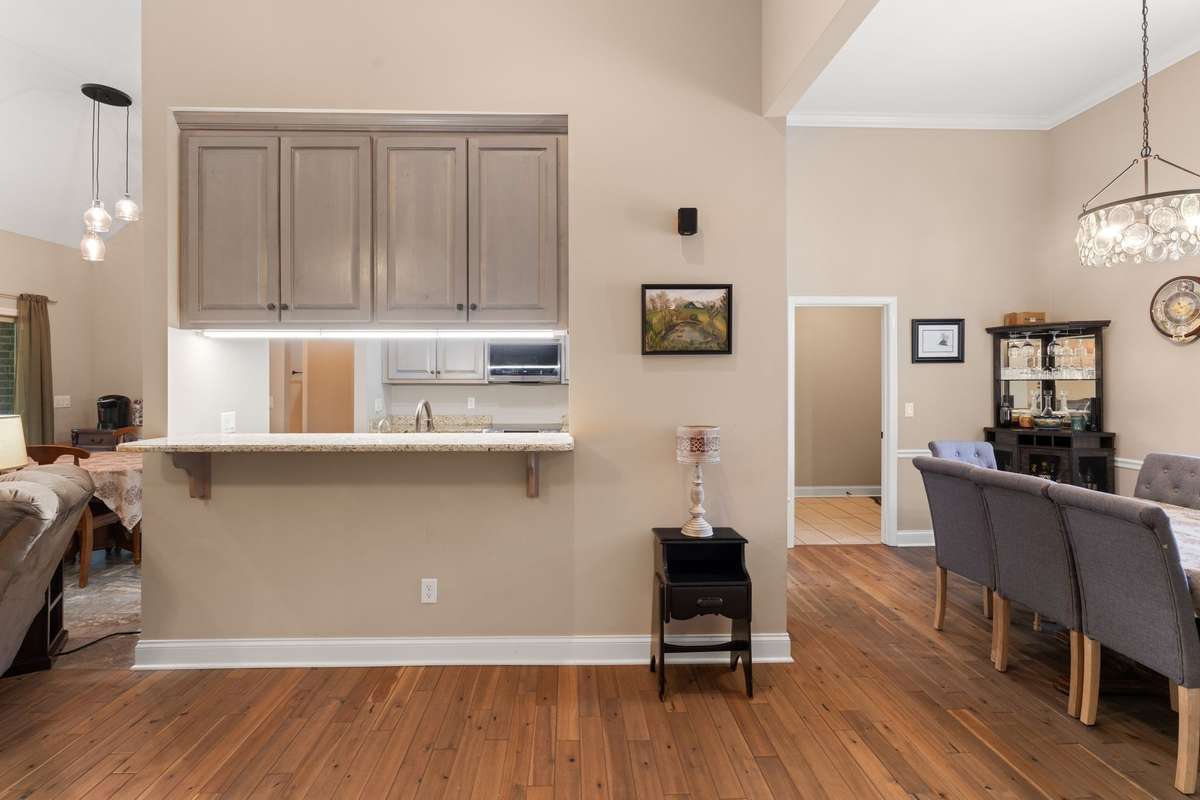 Bar seating area.  Cabinets open from both sides.
