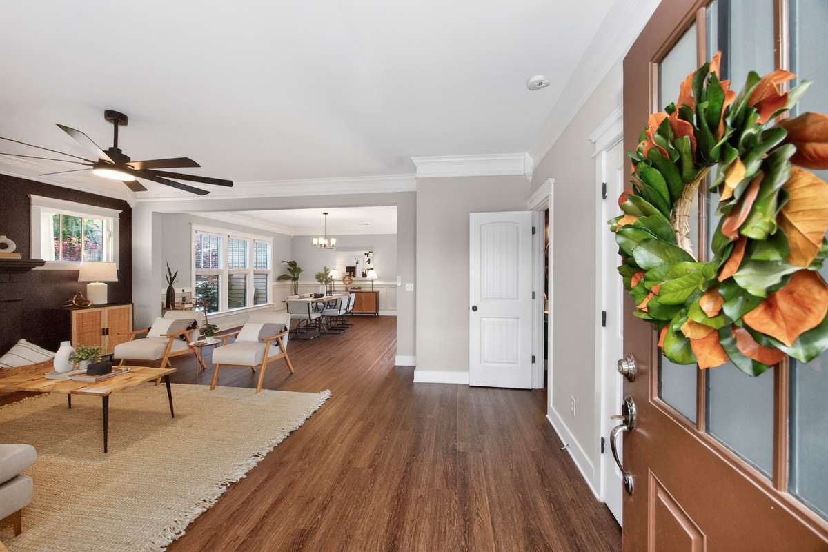 Entry into living room and half bathroom