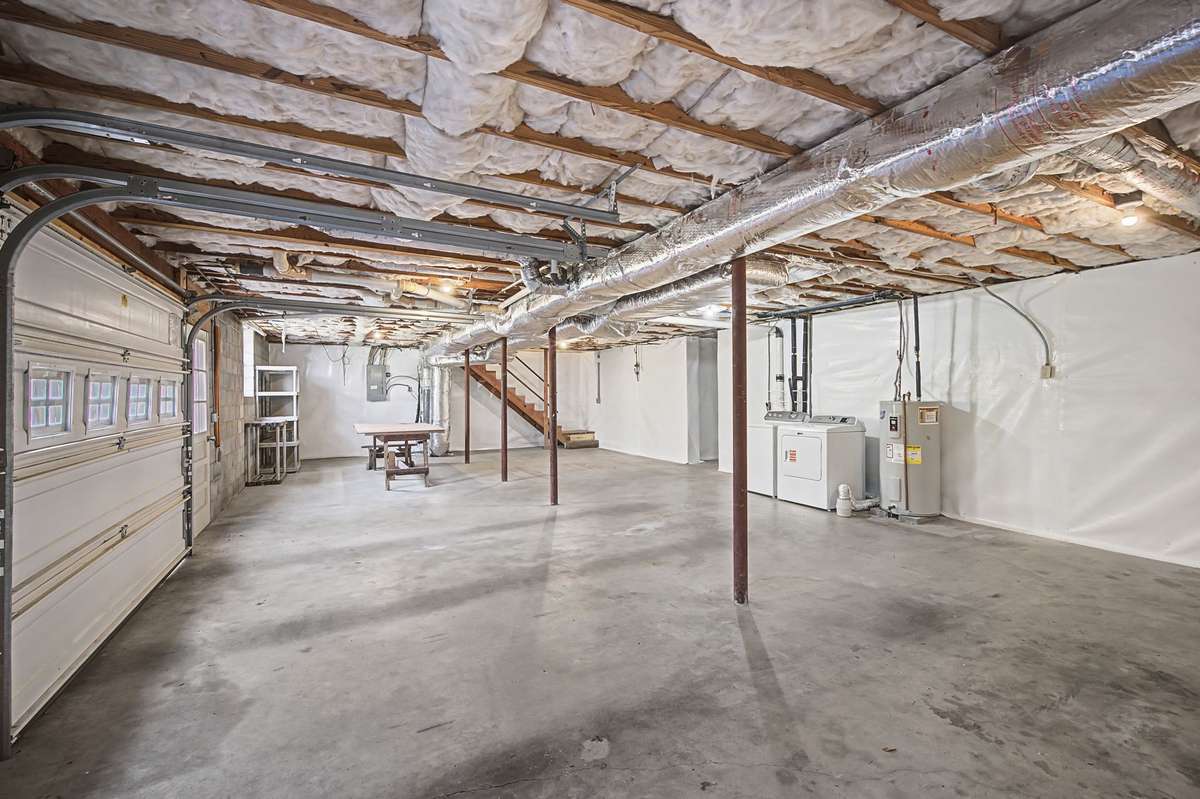 Basement runs the length and width of the house. Waterproofing membrane was recently installed to lower humidity and allow for next buyer to finish this to living space. Transferrable warranty available to new owner. Ask for details.