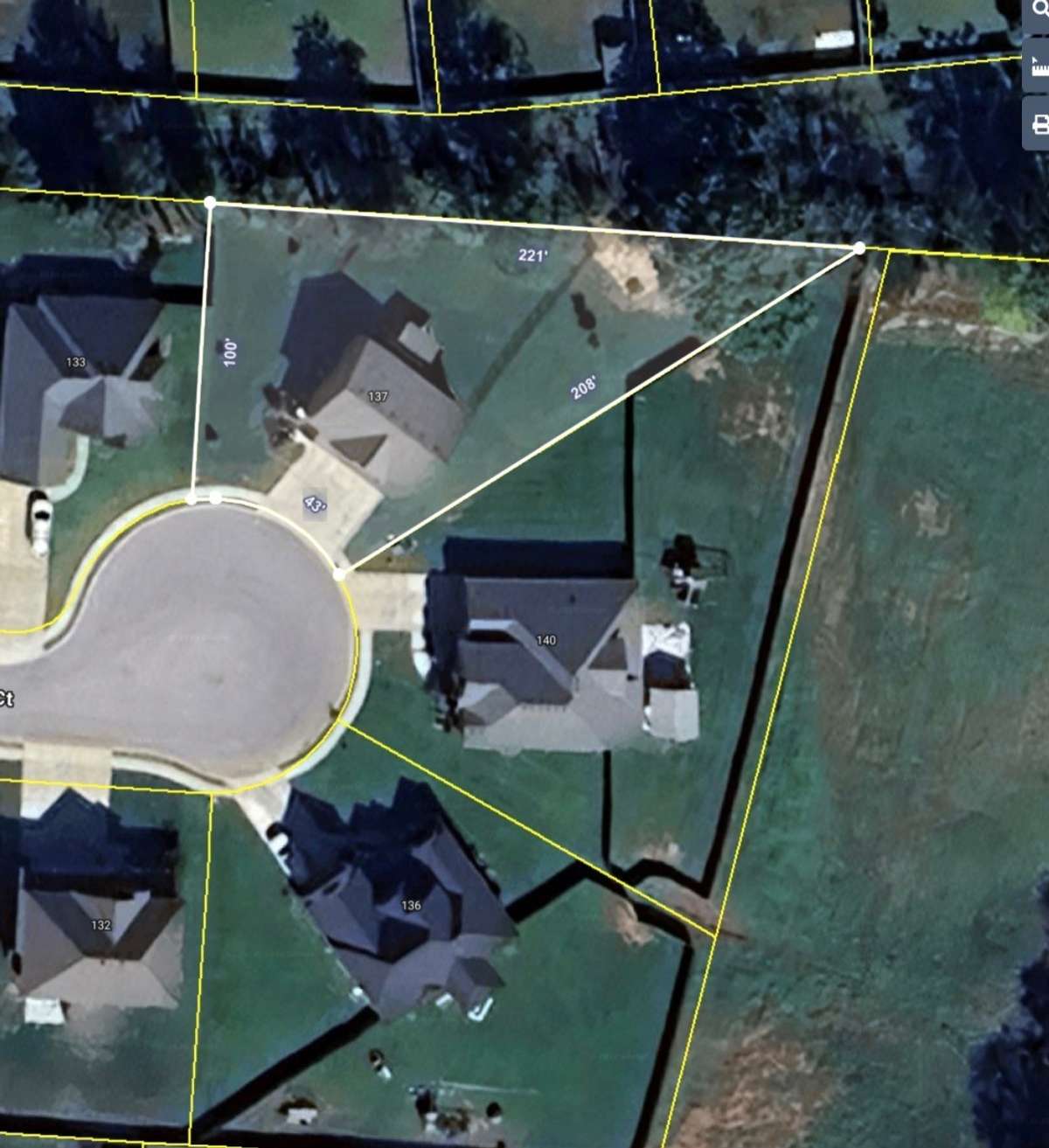 See the map for lot lines.