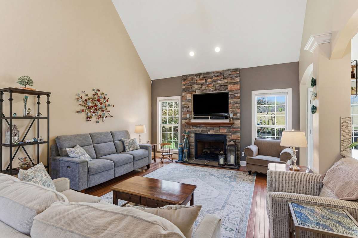 Gas fireplace makes for a cozy and inviting space.