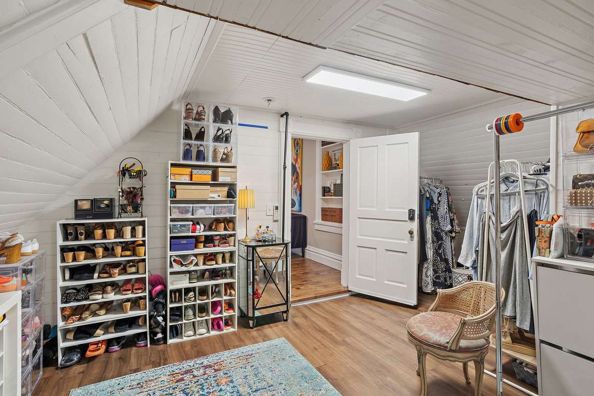 Spacious walk in primary closet