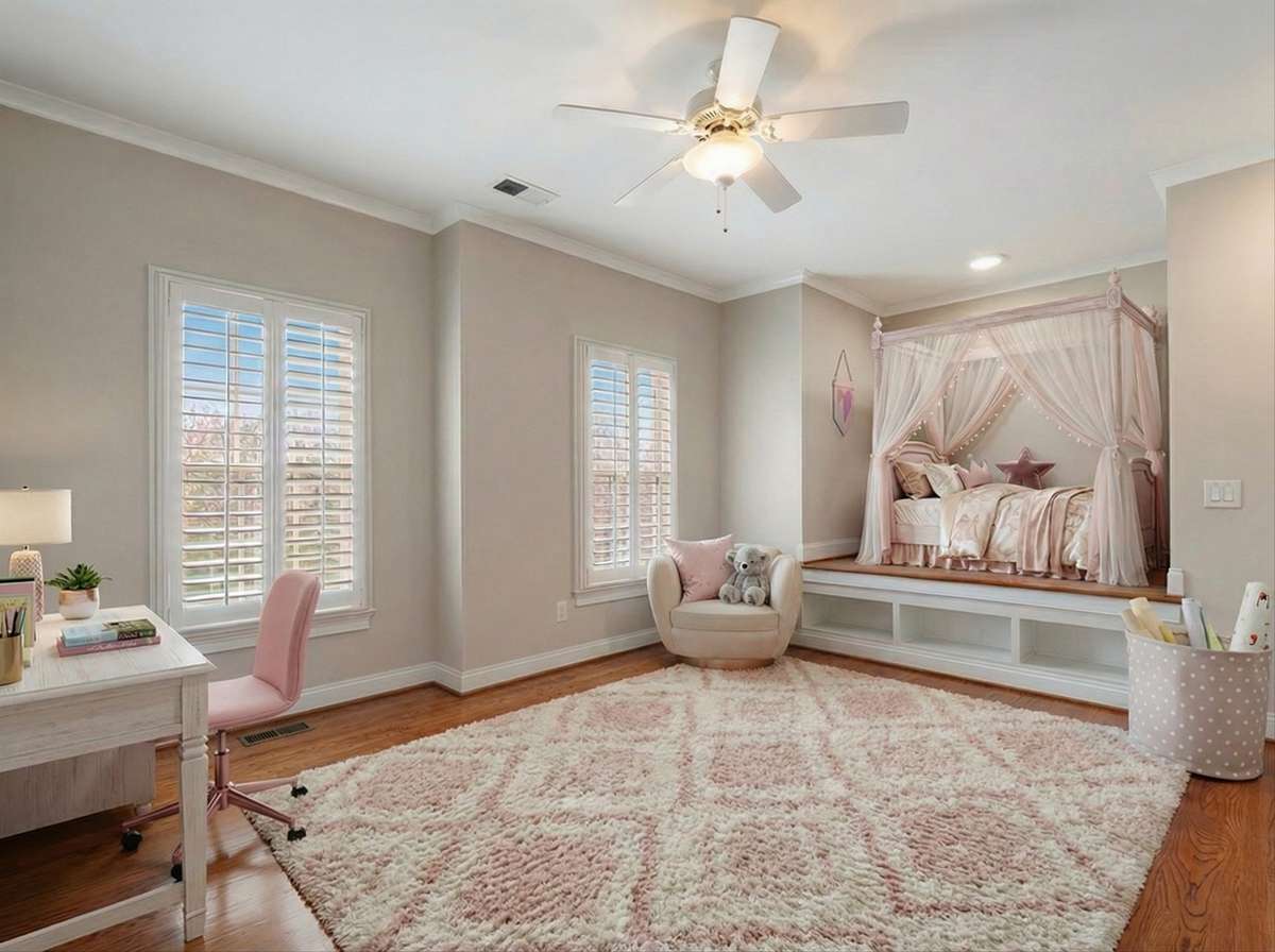 *virtually staged*. An upstairs bedroom with cut out for a day bed, also makes a perfect spot for your little princess's special place