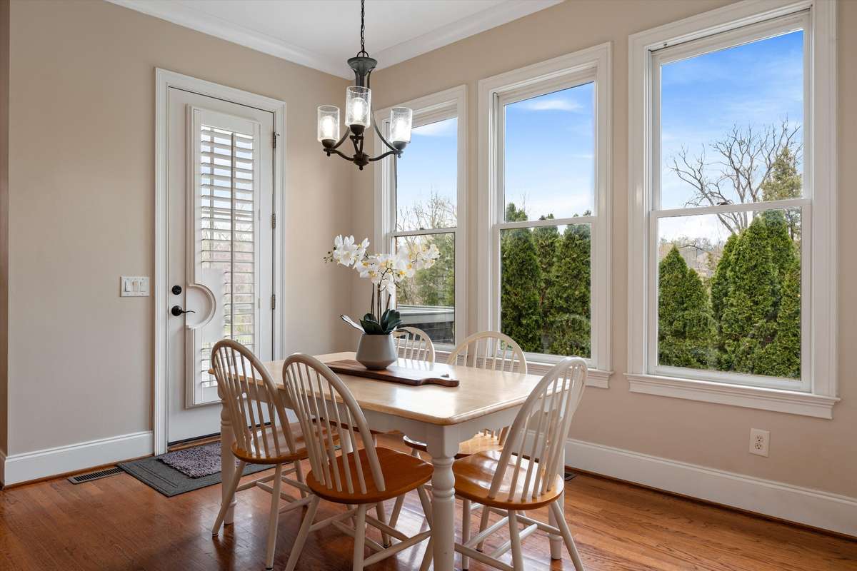The eat in kitchen has plenty of space for the family table