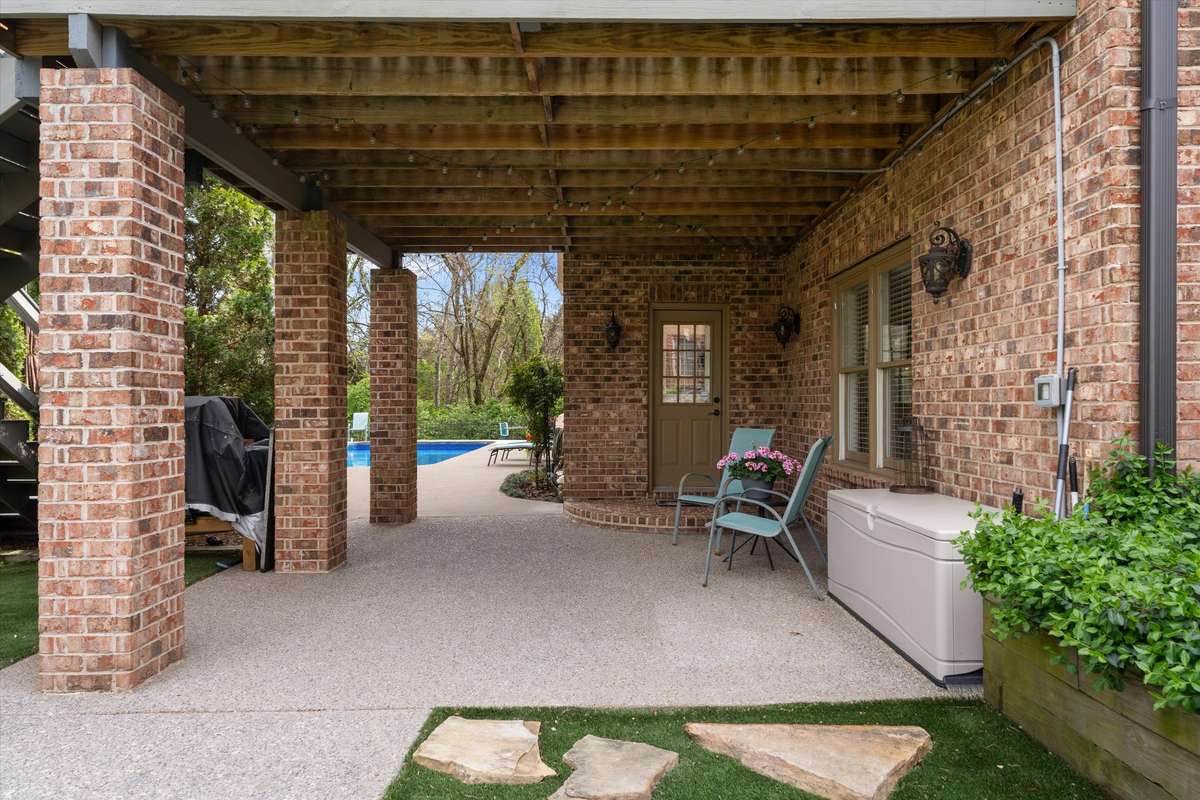Walk out the basement to the covered porch area