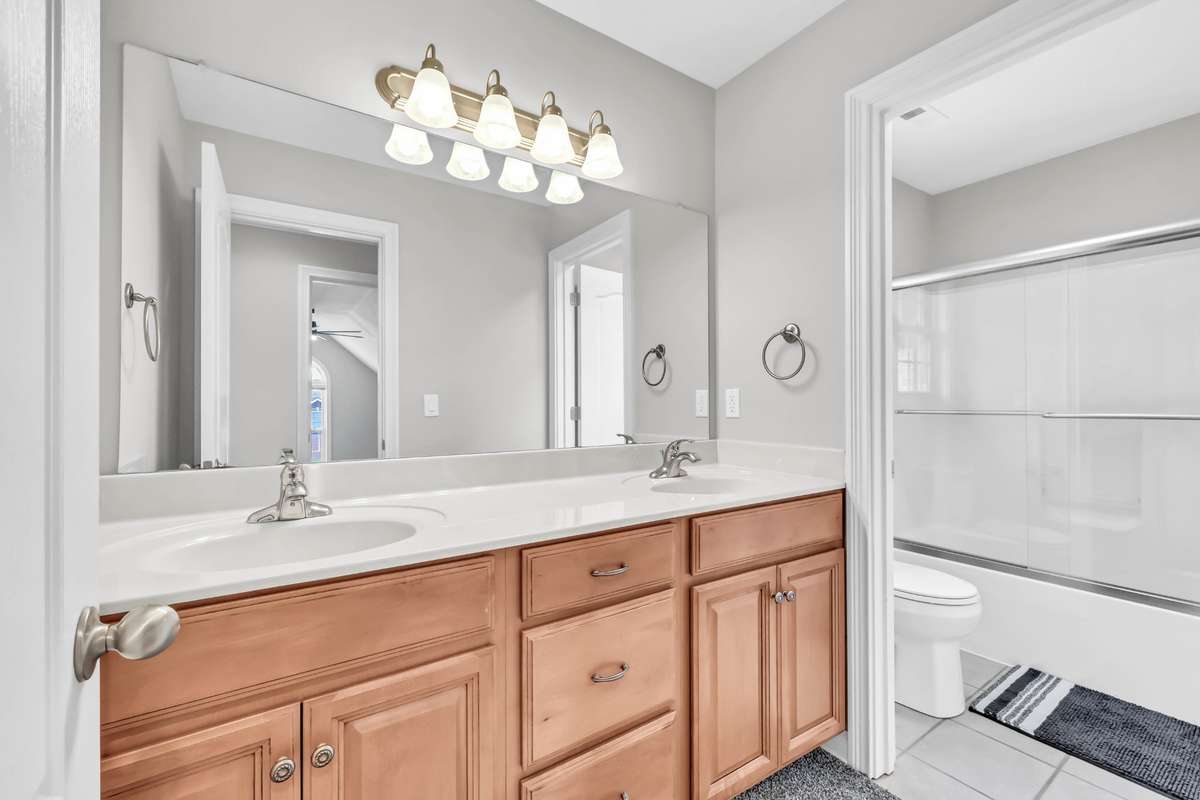 Upstairs Guest Bathroom w/ a Double Vanity Separate from the Shower/Toilet Room!