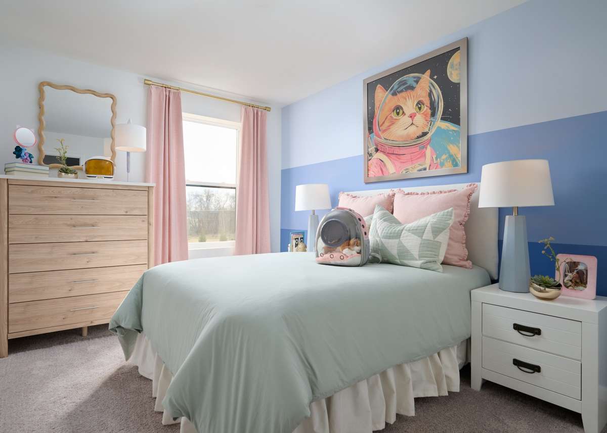 Bed 2 and 3 have plenty of space. Photo of our furnished model home - colors may vary, see sales for specifics