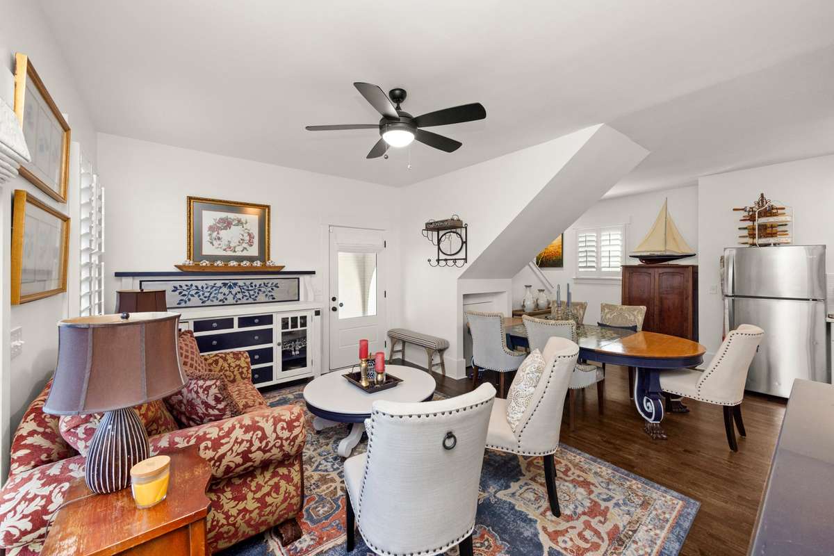 Separate In-Law Quarters. Private Entrance. Secondary Living Area. Secondary Full Kitchen. Secondary Laundry Room. Half Bathroom Downstairs. Private Bedroom & Full Bathroom Upstairs. Connected to Main Living Area through Upstairs Hallway.