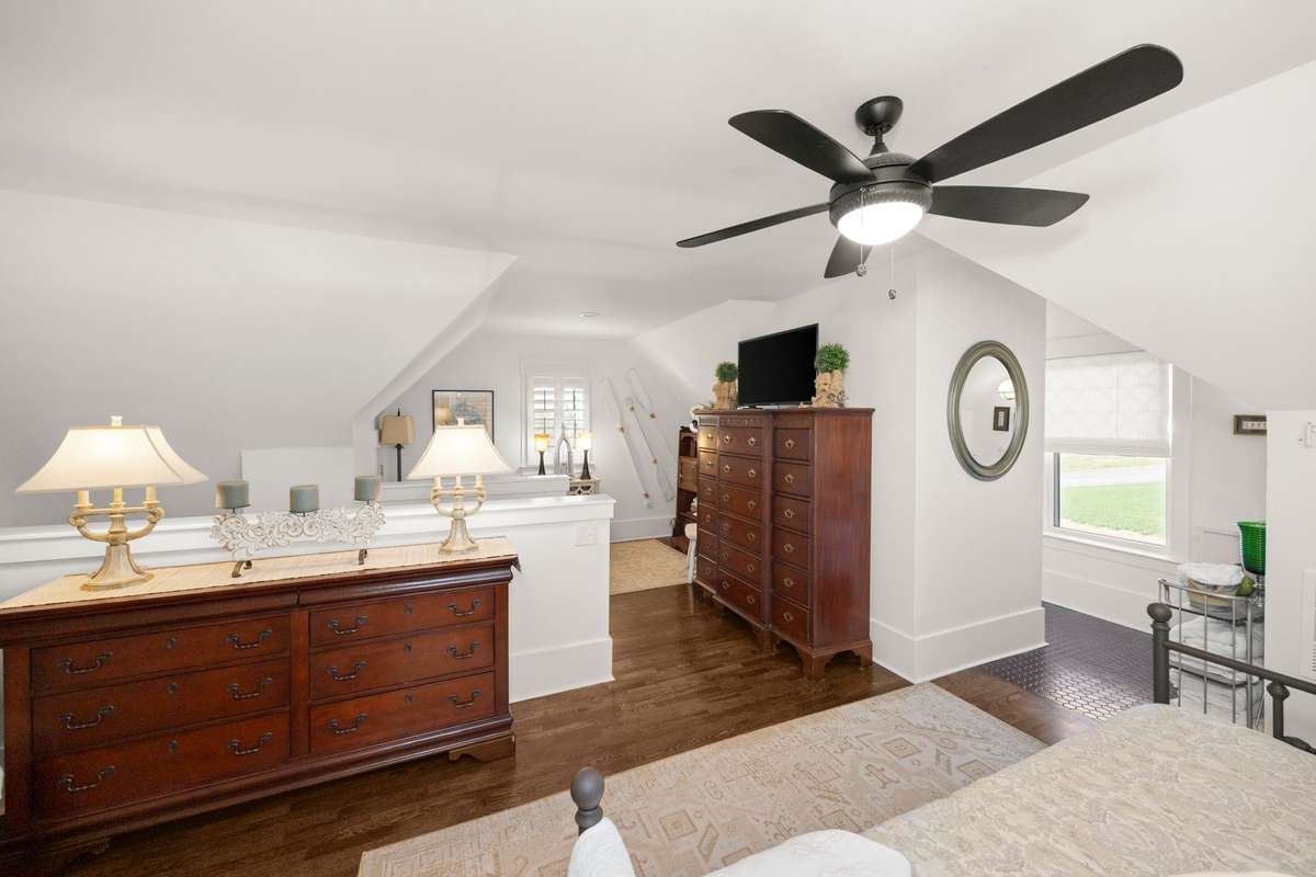 Separate In-Law Quarters. Private Entrance. Secondary Living Area. Secondary Full Kitchen. Secondary Laundry Room. Half Bathroom Downstairs. Private Bedroom & Full Bathroom Upstairs. Connected to Main Living Area through Upstairs Hallway.