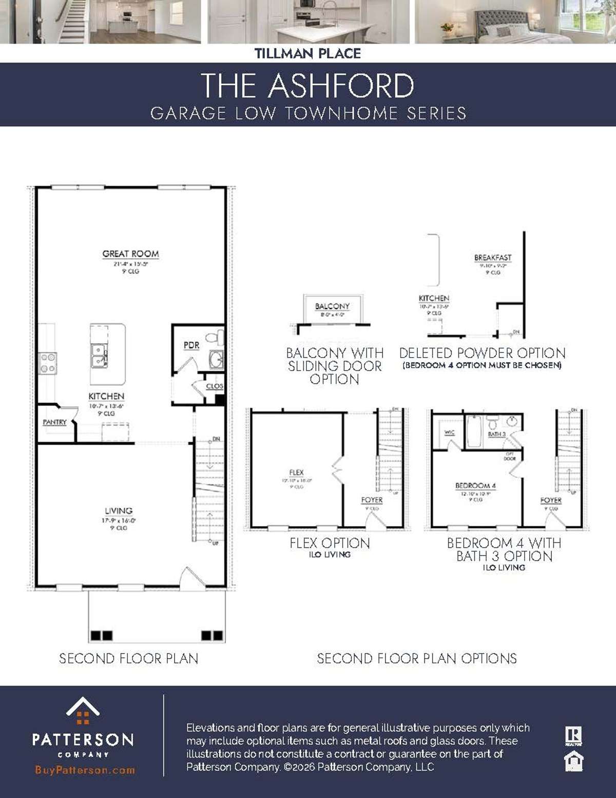 Main level features Open Kitchen + Breakfast + Family Room with large island. Flexible living space can be a private study or fourth bedroom.