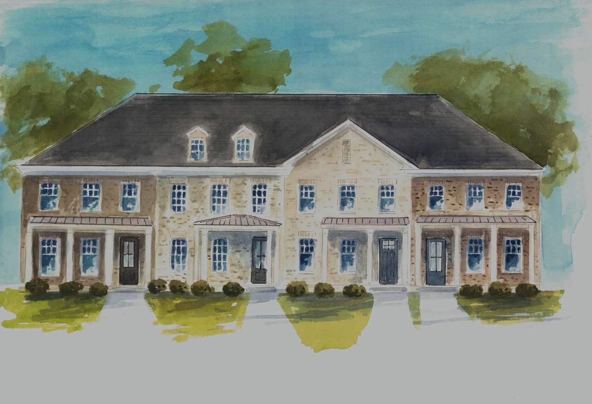 Artist Rendering: Charming Brick Exteriors with Front Porches