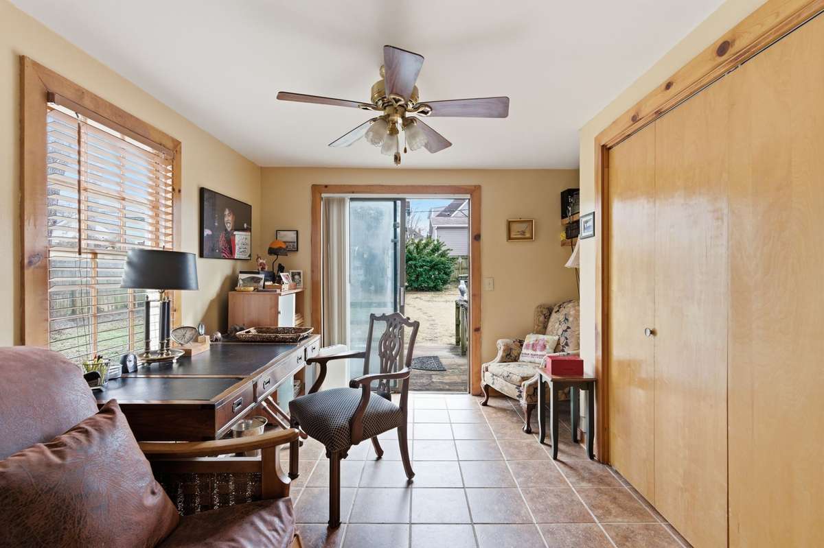 The second bedroom has extra large closets and exterior access.