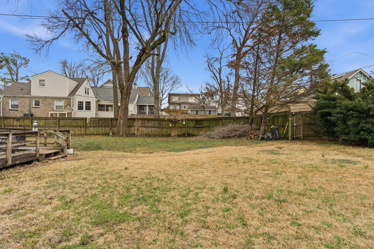 A view of the massive backyard between the main home and studio apartment.
