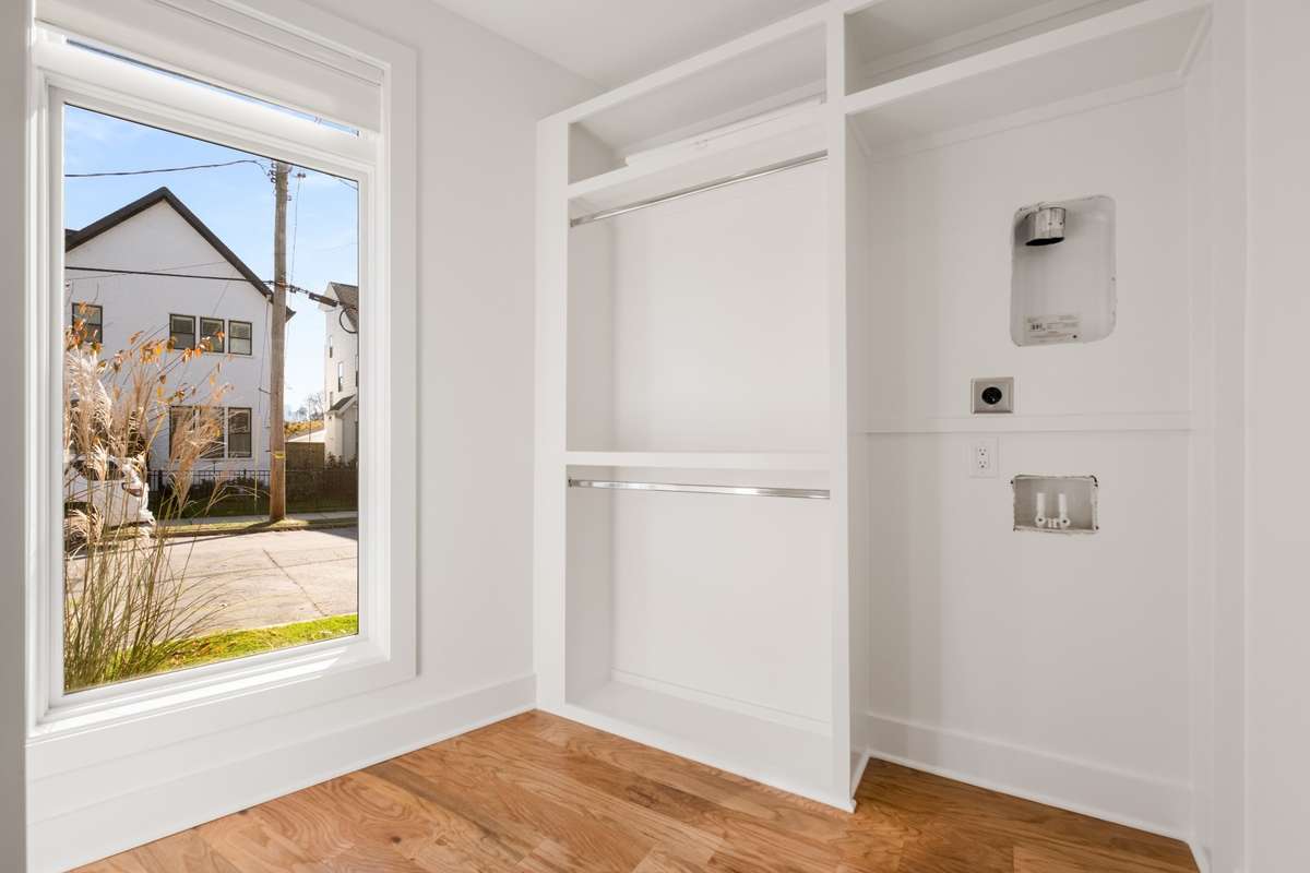 Designed to hold all your favorite things and set up with a full-sized washer and dryer connection right inside, even the closet is beautiful!