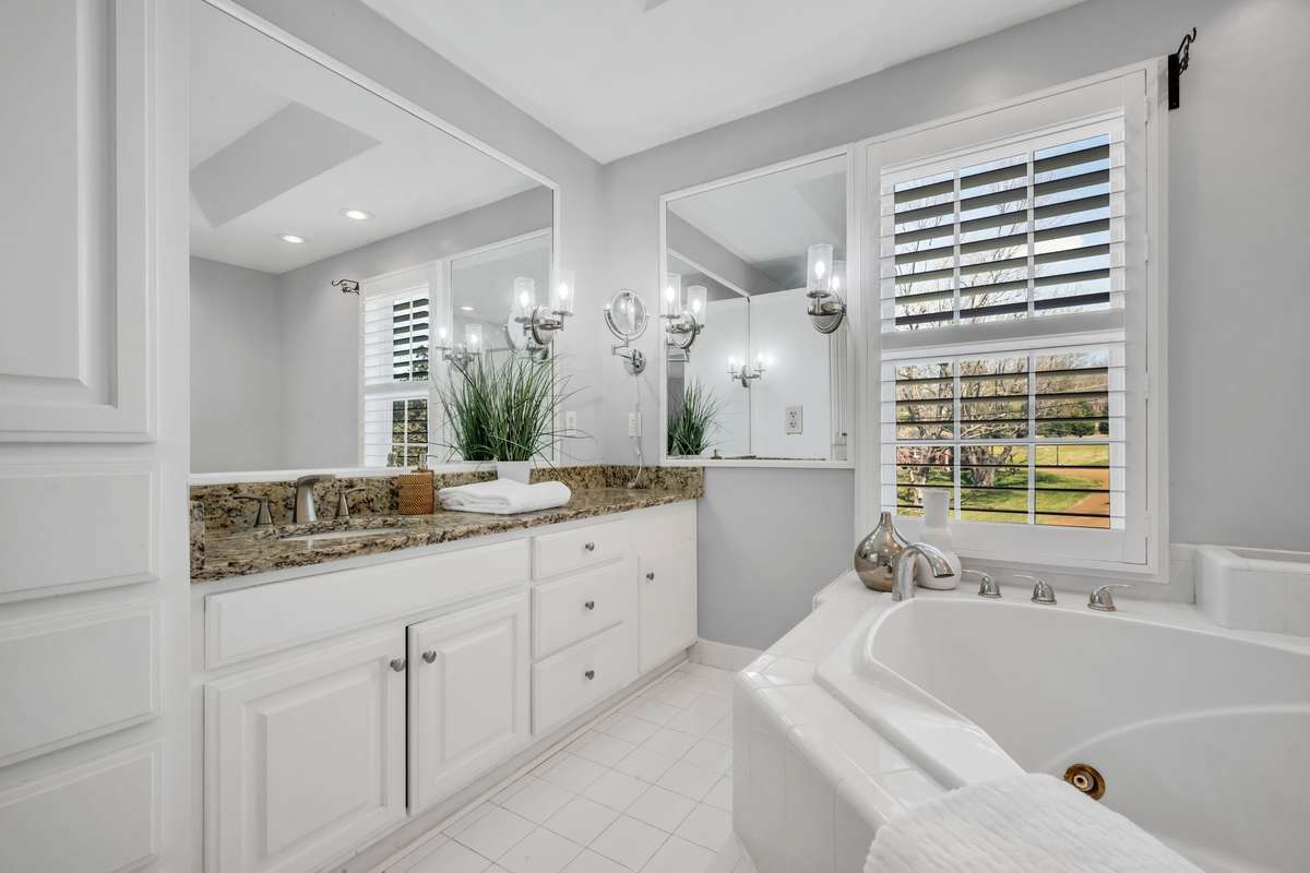 Granite Countertops, Soaking Tub + Separate Shower
