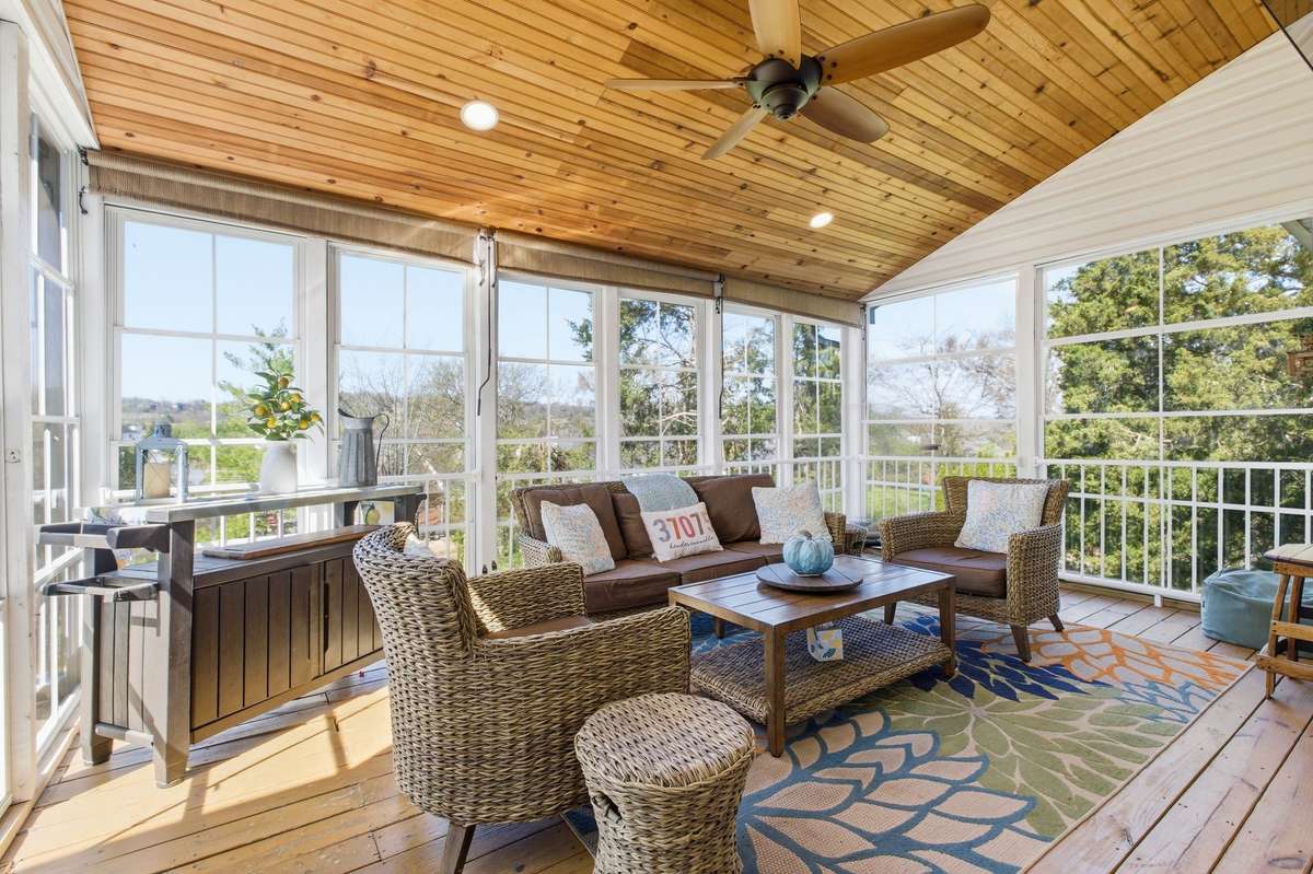 Welcome to 130 Cedar Ridge Ln. Enjoy beautiful views overlooking the wonderful landscape of Hendersonville in this great three season room.