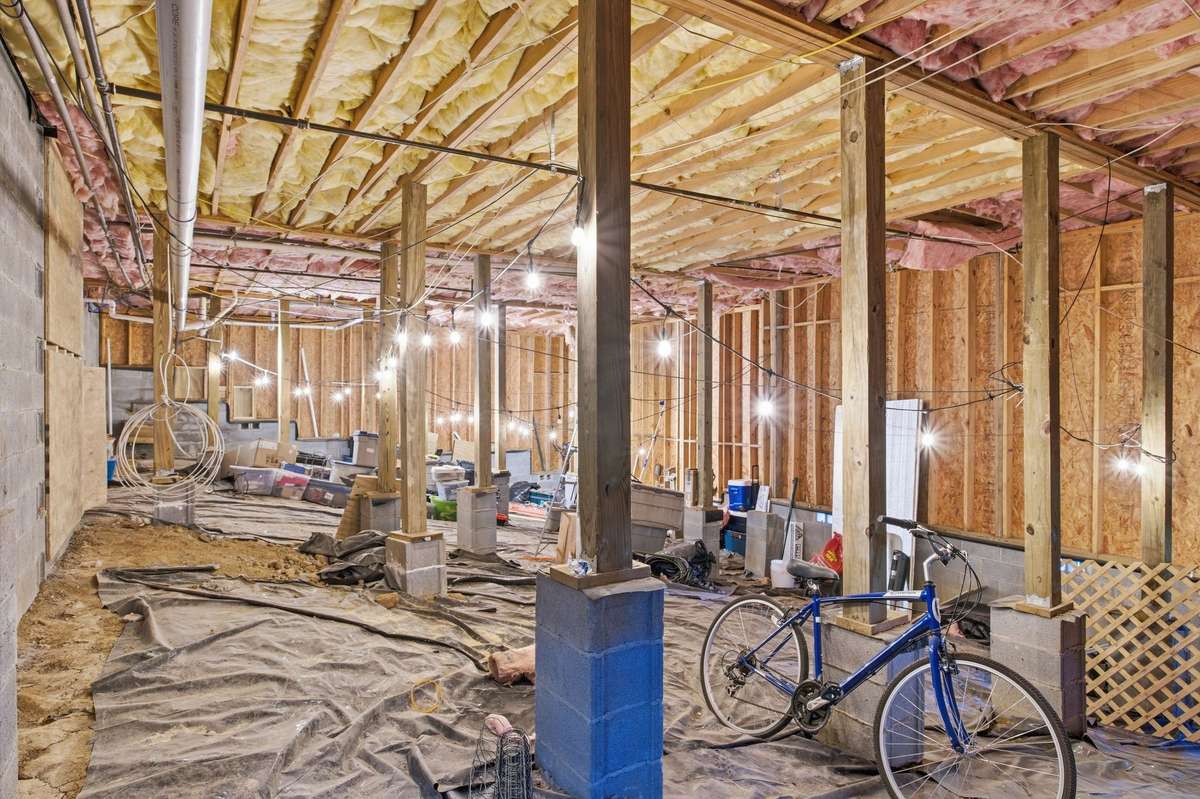 Crawlspace could potentially be finished for extra living space.