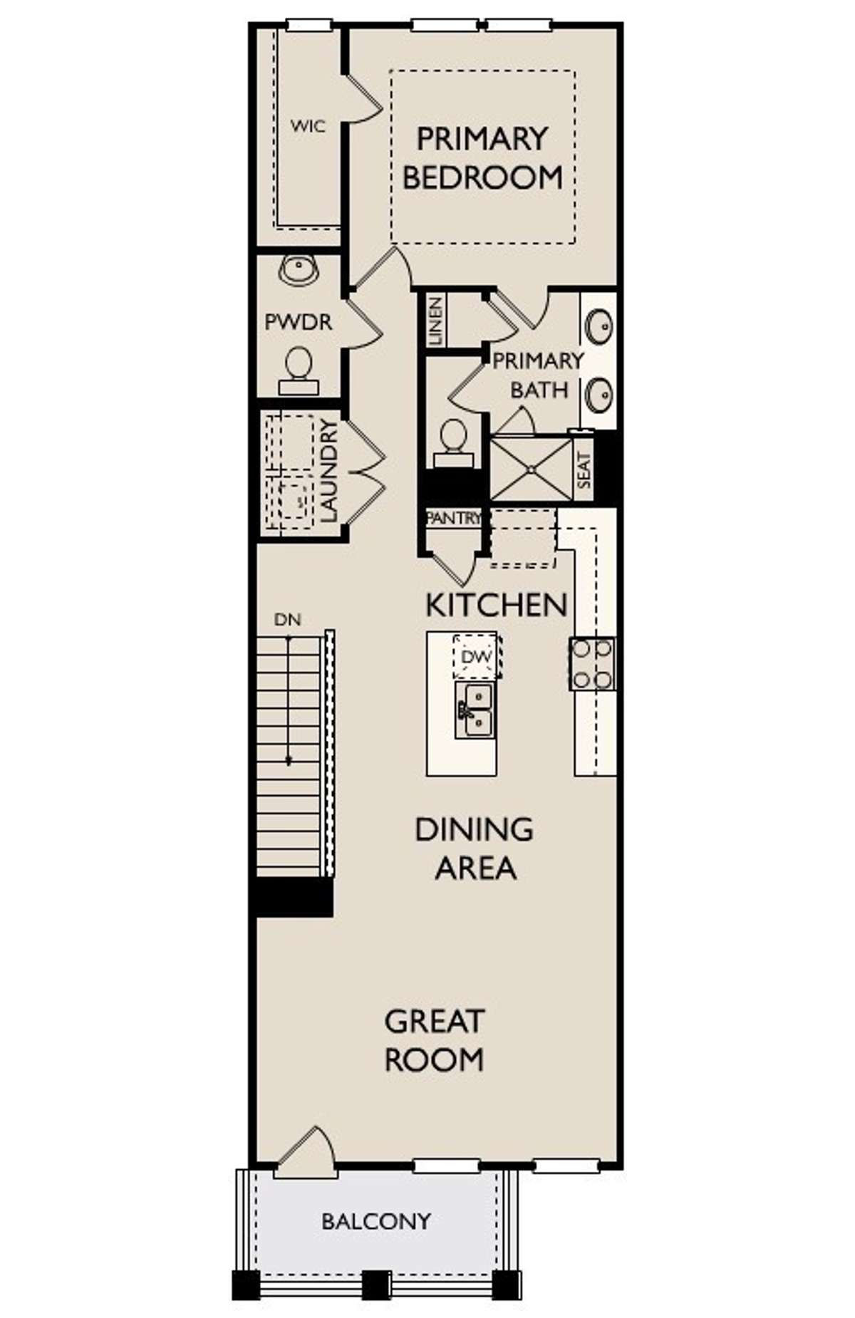 The 2nd floor is the heart of the townhome, showcasing a bright, open-concept layout that seamlessly connects the living, kitchen, and dining areas—perfect for both everyday living and entertaining. The primary suite is also located on this level.