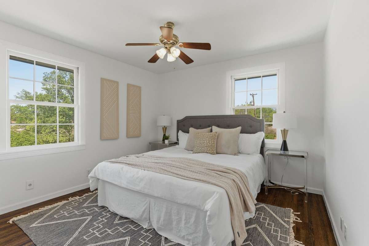 Master bedroom includes a powder room bath.