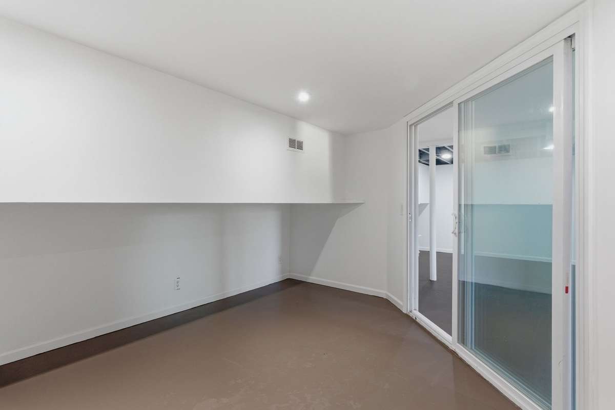 A view of the space with the glass doors.
