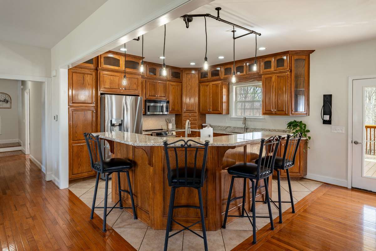 Bar stools convey with the property