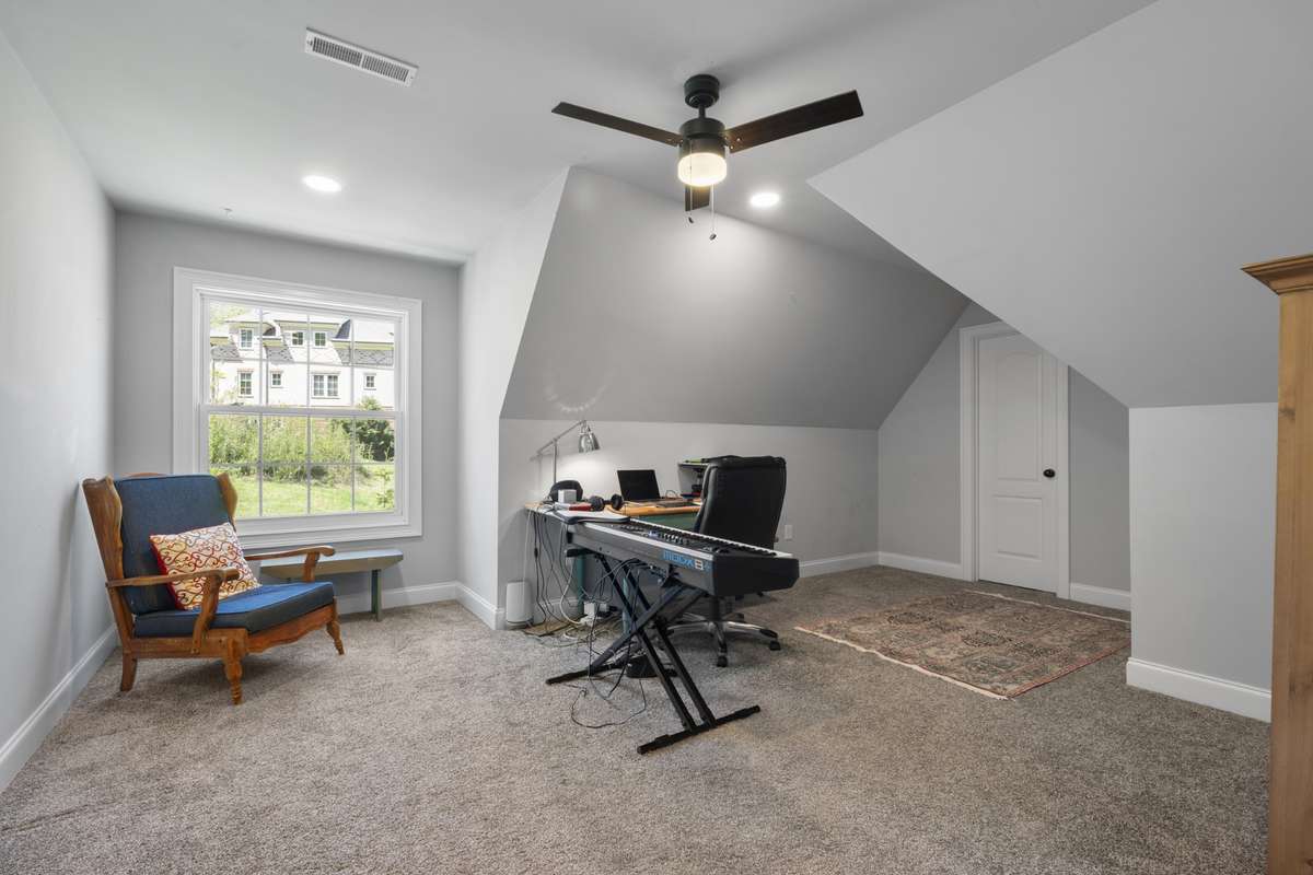 An additional bedroom/ home office space on the second level.