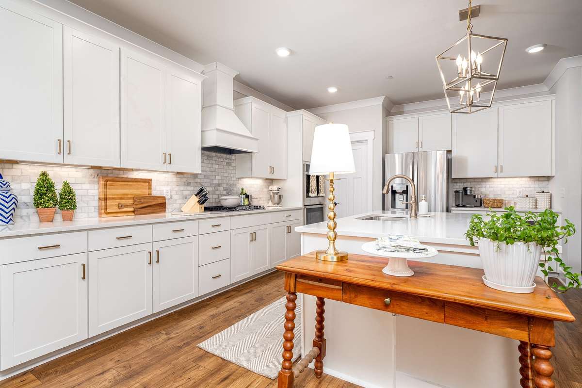 Custom Lightning, SS Refrigerator, Microwave and  Coffee Bar