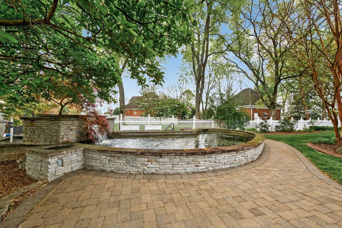 A former Koi pond that sounds so serene with the flowing fountain portion.