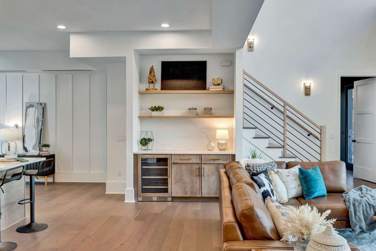 Service Bar and Staircase and Primary Suite
