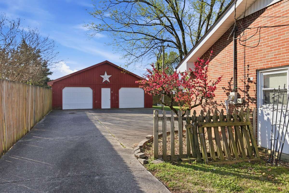 A close-up photo of the DETACHED GARAGE.