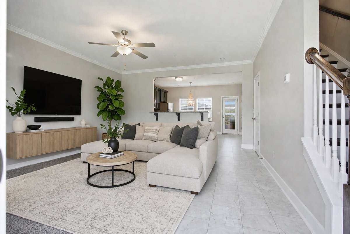 Front entry opens into the Living Room-Digitally staged photo
