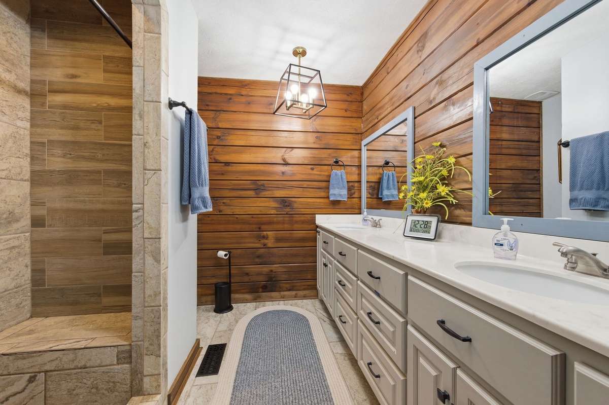 Walk-in tiled shower