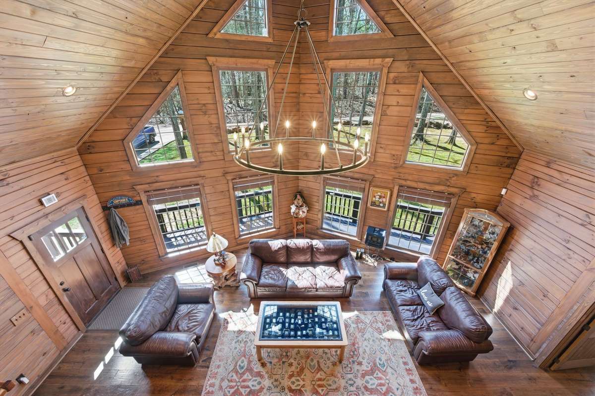 Looking down from the second floor