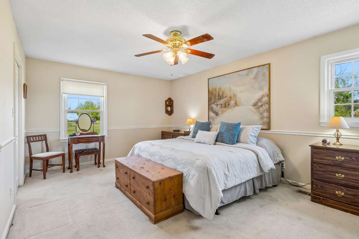 A peaceful primary suite to unwind at day’s end