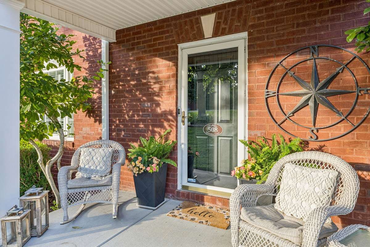 The fron of the home features two porches. Great for those morning coffees