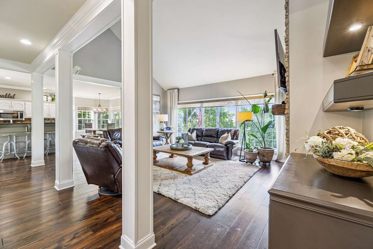 This angle shows how open and spacious this home is and great for entertaining.