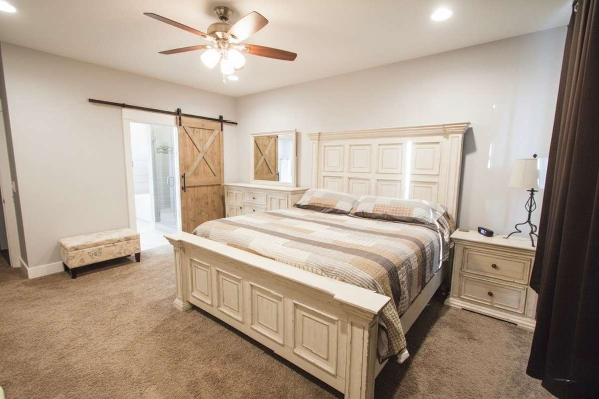 Primary Bedroom with Barn door.