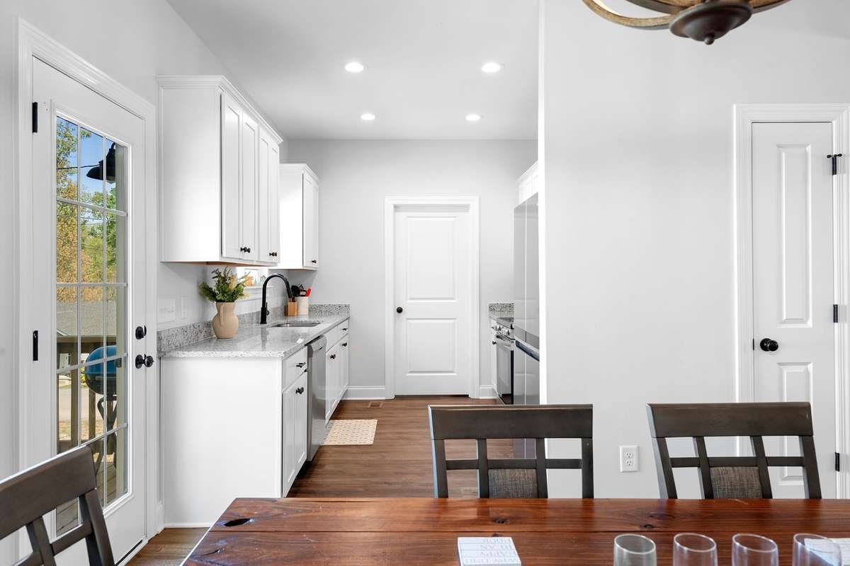 View from dining room into the kitchen.