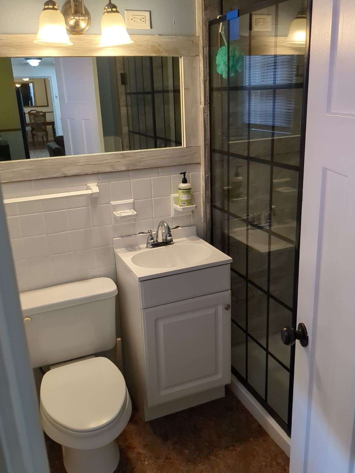 a recently installed full bath with walk-in shower...