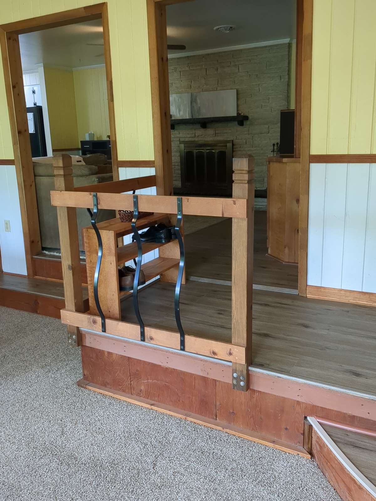...with new flooring on the landing steps...