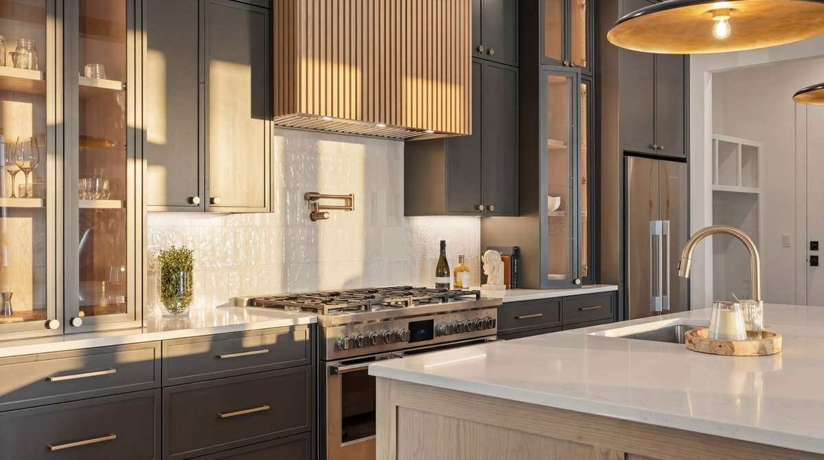 Top of line cabinetry and Fisher and Paykel gas range