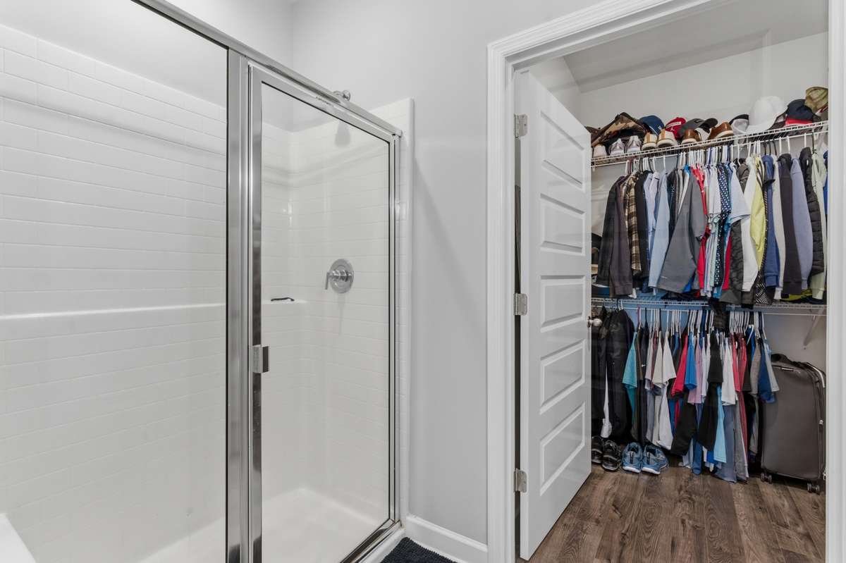 Large shower with a great walk-in closet