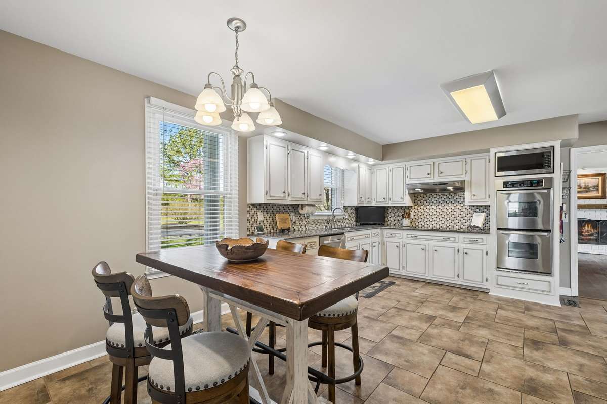 The eat-in dining is a good, casual spot for meals or homework while dinner cooks.