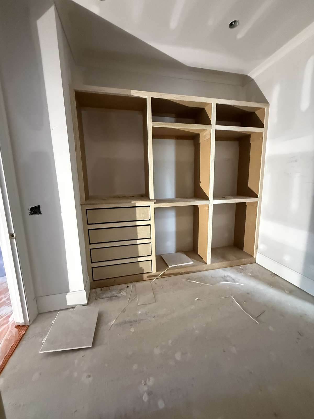 Primary closet built in shelving in process . This home is currently under construction. Images represent current progress and are subject to change.