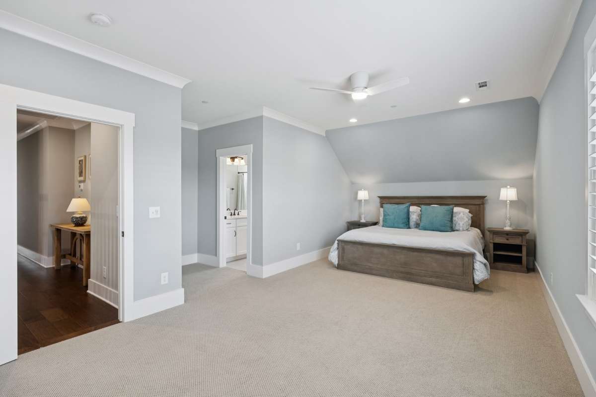 Upstairs, each additional bedroom includes its own en suite bath, while a generous bonus room provides flexible space for a media room, playroom, or fitness room.