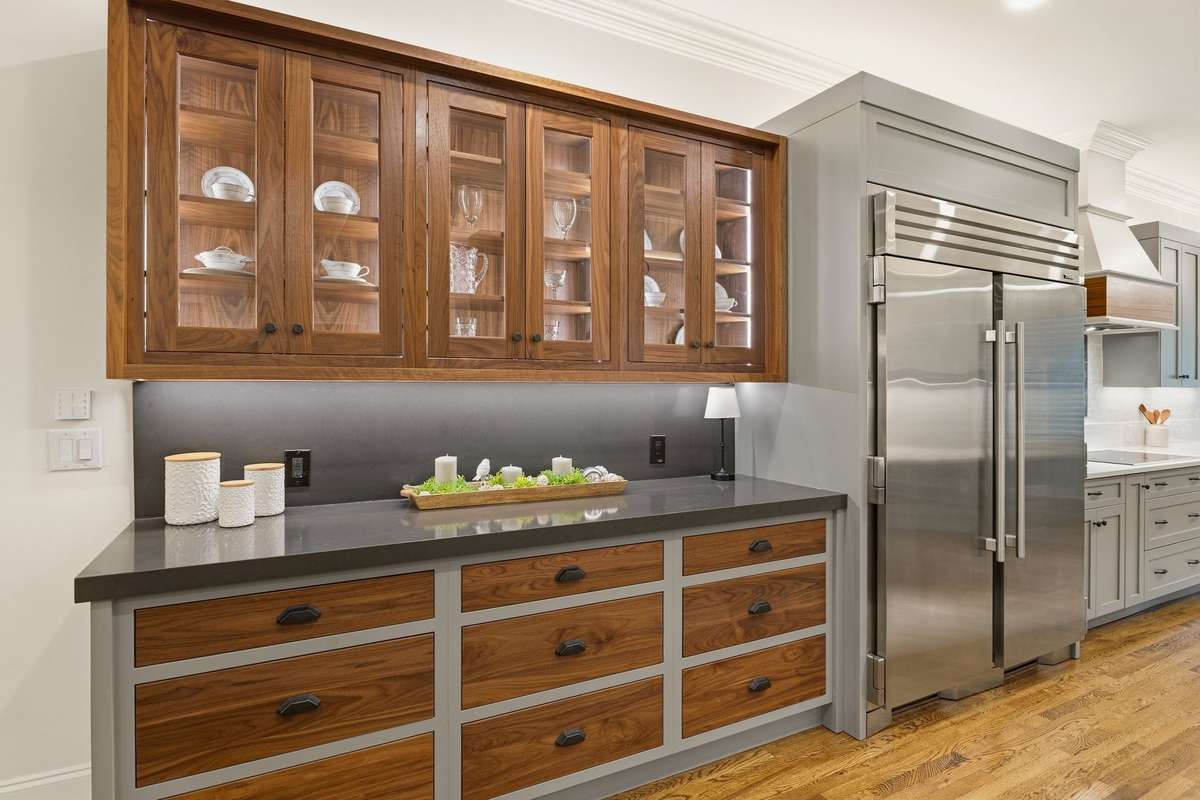 True walnut custom cabinetry.