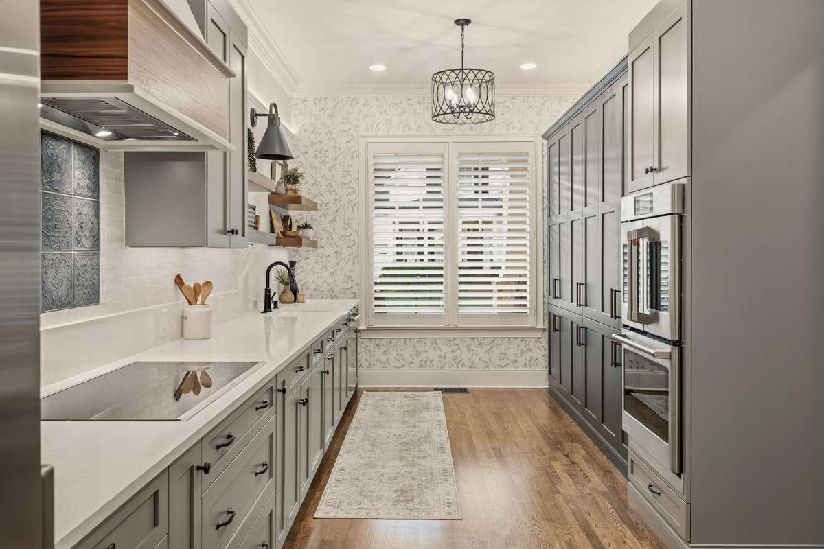 Plenty of pantry storage with pull-out shelving across the bottom.