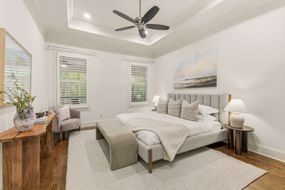 Primary suite with tray ceiling.