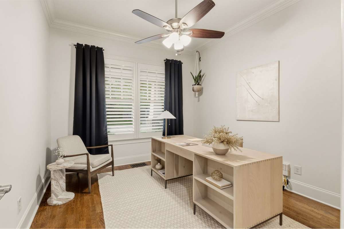 Office, just off the main entry way, could easily be a guest room, with easy access to the full bath just outside its door.
